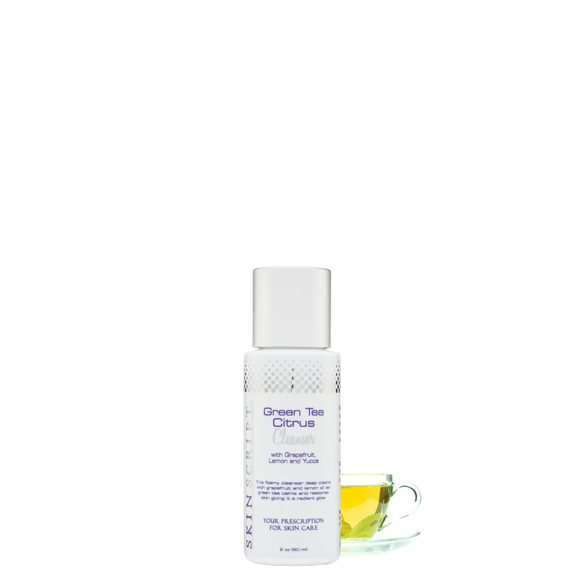 Foaming action of Skin Script Green Tea Citrus Cleanser, gently removing impurities and refreshing the skin